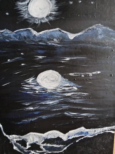 Christine P, night scene 2, acrylic.